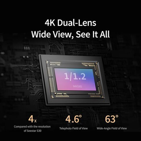ZWO Seestar S30 Pro تلسكوب ذكي، تلسكوب تصوير فلكي بكاميرا مزدوجة 4K مع تتبع تلقائي وGoTo، التحكم في التطبيق، التقاط ومعالجة بنقرة واحدة لدرب التبانة والسماء العميقة والتصوير واسع النطاق in Kuwait