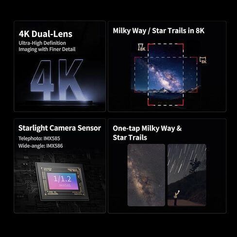 ZWO Seestar S30 Pro تلسكوب ذكي، تلسكوب تصوير فلكي بكاميرا مزدوجة 4K مع تتبع تلقائي وGoTo، التحكم في التطبيق، التقاط ومعالجة بنقرة واحدة لدرب التبانة والسماء العميقة والتصوير واسع النطاق in Kuwait