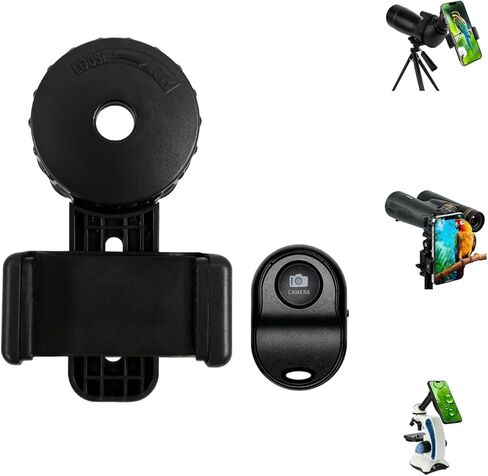New Universal Phone Adapter for Binoculars Monocular Spotting Scope Telescope Microscope - Turn Your Optics into Smartphone Digiscoping Adapter, with Wireless Shutter Mode in Kuwait