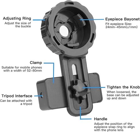 New Universal Phone Adapter for Binoculars Monocular Spotting Scope Telescope Microscope - Turn Your Optics into Smartphone Digiscoping Adapter, with Wireless Shutter Mode in Kuwait