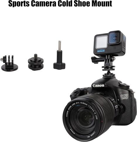 Multi-Camera Mount Rig for DJI Osmo Pocket 3 4 & DSLR Digital Action Camera – Dual 1/4" Screws with Cold Shoe Mounts, Tripod Compatible, Supports Phone as Monitor (Includes Phone Clamp & Adapter) in Kuwait