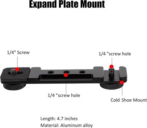 Multi-Camera Mount Rig for DJI Osmo Pocket 3 4 & DSLR Digital Action Camera – Dual 1/4" Screws with Cold Shoe Mounts, Tripod Compatible, Supports Phone as Monitor (Includes Phone Clamp & Adapter) in Kuwait