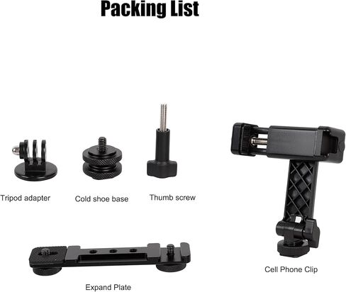 Multi-Camera Mount Rig for DJI Osmo Pocket 3 4 & DSLR Digital Action Camera – Dual 1/4" Screws with Cold Shoe Mounts, Tripod Compatible, Supports Phone as Monitor (Includes Phone Clamp & Adapter) in Kuwait