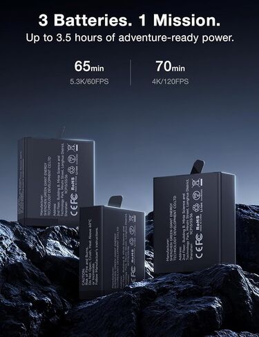 llano AC3 30W Fast Camera Battery Charger Hub with 3 Pack 1950mAh Hero13 Replacement Batteries for GoPro Hero 13 Action Camera, Triple Slot PD Charging, LED Display in Kuwait