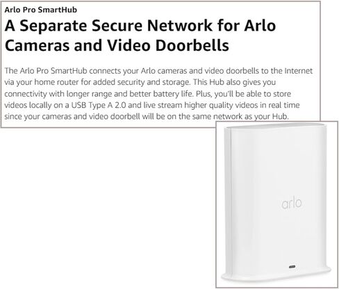 محطة قاعدة Arlo Pro SmartHub - تربط الكاميرات بشبكة Wi-Fi - تعمل مع Ultra 2، Ultra، Pro 5S 2K، Pro 4، Pro 3، Pro 2، الكاميرات الأساسية - ضمان 90 يومًا + اشتراك مجاني لمدة 30 يومًا (تجديد معتمد) in Kuwait