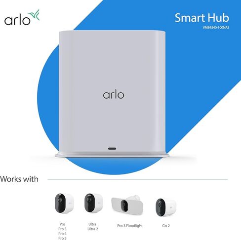 محطة قاعدة Arlo Pro SmartHub - تربط الكاميرات بشبكة Wi-Fi - تعمل مع Ultra 2، Ultra، Pro 5S 2K، Pro 4، Pro 3، Pro 2، الكاميرات الأساسية - ضمان 90 يومًا + اشتراك مجاني لمدة 30 يومًا (تجديد معتمد) in Kuwait
