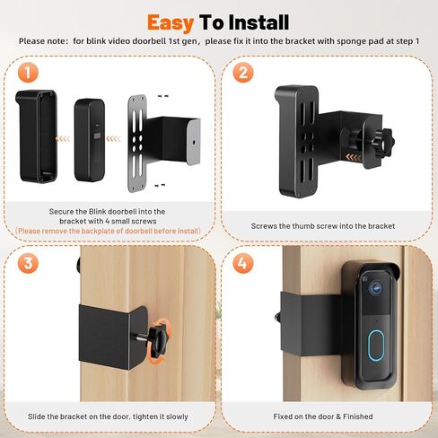 Blink Doorbell Mount, 2nd Gen Anti-Theft Blink Doorbell Camera Mount | No Drilling, with Rain Cover, Fit for Blink Video Doorbell 1st & 2nd Gen(NOT for 3rd Gen), No Block Sensor & Night Vision in Saudi Arabia