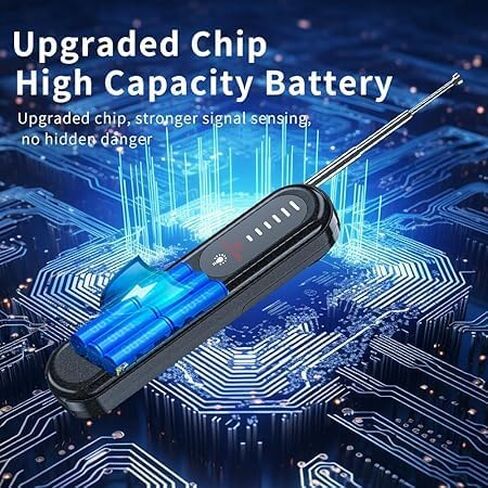Anti-Spy Hidden Camera Detector 6-in-1, GPS Tracker & Bug Detector, RF Signal Scanner, Rechargeable Privacy Protector for Travel, Hotel, Home, Office & Car (Black) in Kuwait