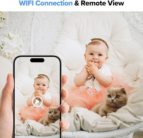 كاميرا مراقبة HiSpyCam Full HD 1080p WiFi - كاميرا مربية لاسلكية - رؤية ليلية للاستخدام الداخلي/الخارجي - تخزين محلي/سحابي in Kuwait