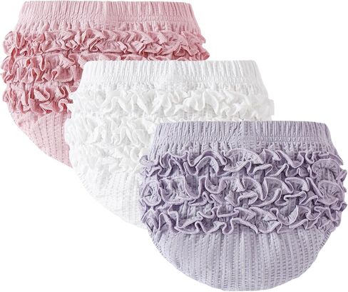 SOBOWO Baby Girl Bloomers Ruffle Diaper Cover for Girls Ribbed 3-Pack Newborn Infant Toddler Underwear for Cake Smash, Daily in Saudi Arabia