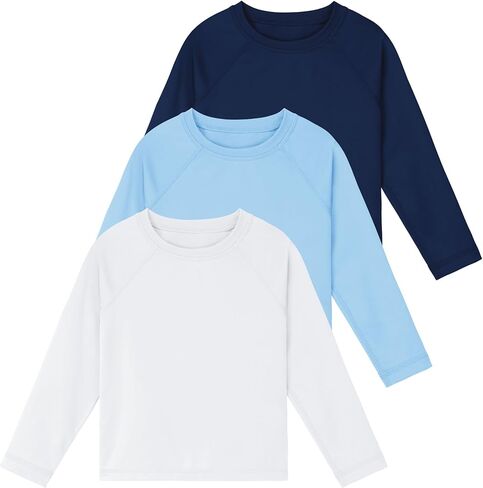 Cooraby 3 Pack Baby Toddler UPF 50+ Long-Sleeve Rashguard Swim Shirt Swimwear Surf Tops Athletic Tee Outdoor for Boys Girls in Kuwait