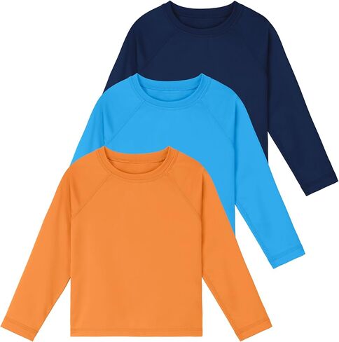 Cooraby 3 Pack Baby Toddler UPF 50+ Long-Sleeve Rashguard Swim Shirt Swimwear Surf Tops Athletic Tee Outdoor for Boys Girls in Kuwait