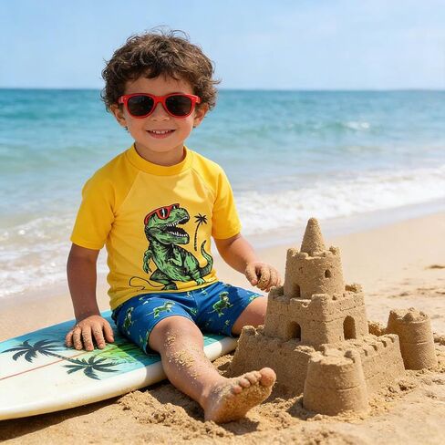 Toddler Boy Quick Dry Swimsuits Two Piece Swim Set Beach Swim Trunks Shirt Sun Protection Bathing Suit Swimwear Kids 2-8Y in Kuwait