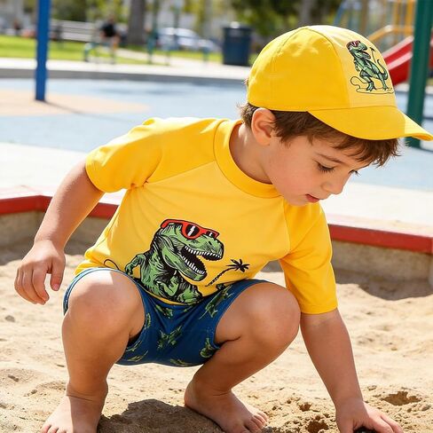 Toddler Boy Quick Dry Swimsuits Two Piece Swim Set Beach Swim Trunks Shirt Sun Protection Bathing Suit Swimwear Kids 2-8Y in Kuwait