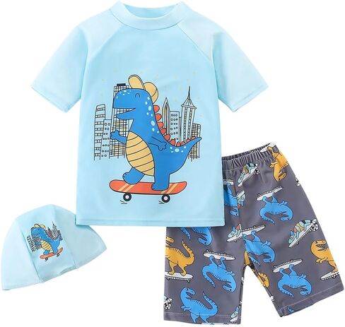 Toddler Boy Quick Dry Swimsuits Two Piece Swim Set Beach Swim Trunks Shirt Sun Protection Bathing Suit Swimwear Kids 2-8Y in Kuwait