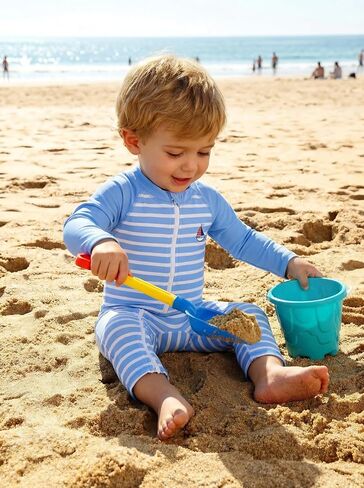 2 Pack Baby Toddler Boy Swimsuit UPF 50+ Sun Protection Long-Sleeve Zip Rashguards One Piece Bathing Suit for 3-36M in Kuwait