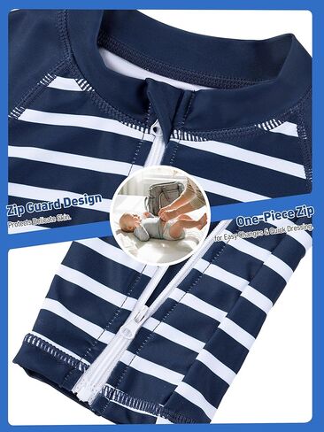2 Pack Baby Toddler Boy Swimsuit UPF 50+ Sun Protection Long-Sleeve Zip Rashguards One Piece Bathing Suit for 3-36M in Kuwait