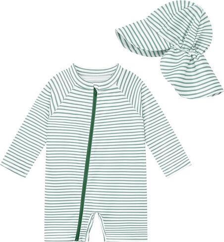 UPF 50+ Baby Toddler Boy One Piece Swimsuit with Sun Hat Long Sleeve Zipper Rashguard Bathing Suit for Infant in Saudi Arabia