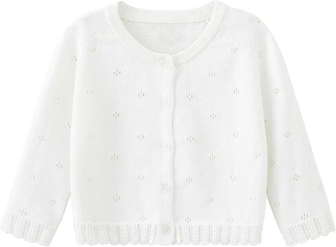 Baby Girls Cardigan Sweater Infant Toddler Knit Button Up Jacket Newborn Lace Trim Outfit Cotton Tops in Kuwait