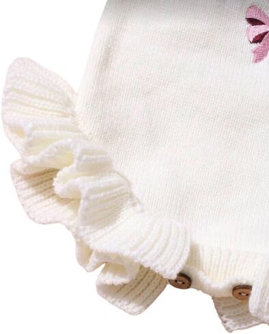 Baby Embroidered Knit Sweater and Bow Set, Long Sleeve, Frill Design, Round Neck. (US, Age, 0 Months, 1 Months, Pink Combo) in Kuwait