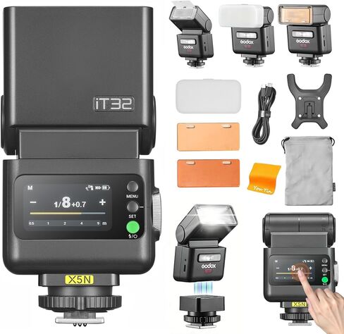 GODOX IT32 Camera Flash with X5C Flash Trigger for Canon Cameras,Modular Lighting System,Magnetic Hotshoe & Trigger in One,2.4GHz TTL and HSS 1/8000s,Colorful Touchscreen,LED Modeling Light in Saudi Arabia