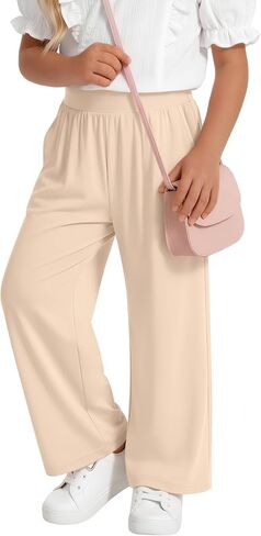 Toddler Girls' 18M-5T Sweatpants | Wide Leg, Baby, Casual, Clothes, Baggy, Kids, Loose Pants, with Pockets in Saudi Arabia