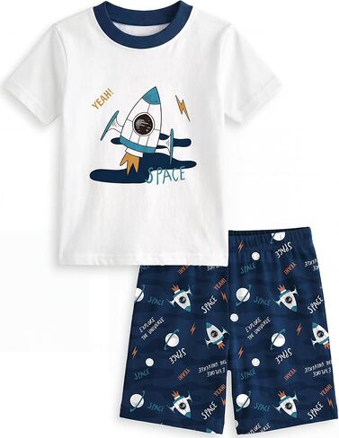 Yoofoss Toddler Pajamas Organic Cotton Baby Girl Boy Pajamas Summer Short Sleeve Kids Clothes Snug Fit Pjs Set 2 Piece in Kuwait
