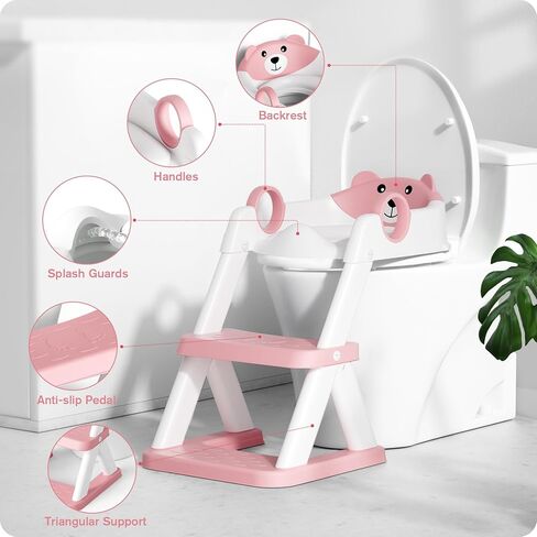 Potty Training Seat, Upgrade Toddler Toilet Seat for Kids Boys Girls, 2 in 1 Potty Training Toilet, Splash Guard Anti-Slip Pad Step Stool in Kuwait
