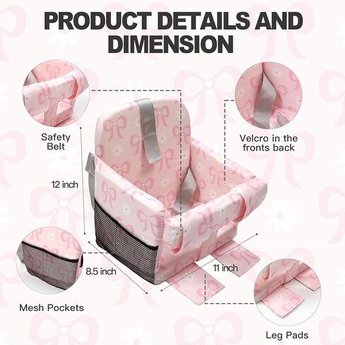 Padded Shopping Cart Cover for Baby Boy & Girl, High Chair Cover for Restaurant Seat, Machine Washable Infant Toddler Buggy Seat Cover (Pink Bow) in Kuwait