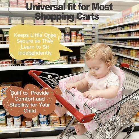 Padded Shopping Cart Cover for Baby Boy & Girl, High Chair Cover for Restaurant Seat, Machine Washable Infant Toddler Buggy Seat Cover (Pink Bow) in Kuwait