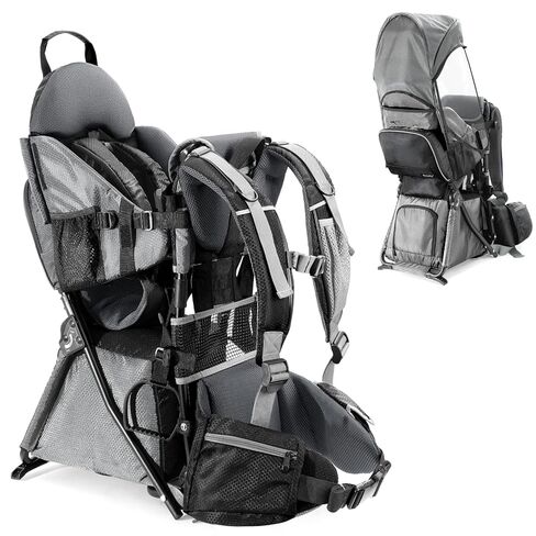 besrey Baby Backpack Carrier, Toddler Hiking Backpack with Safety 3-Height Seat, Adjustable Straps&Waist Belt, Foldable Frame Lightweight Large Capacity Child Carrier for Hiking (Black) in Kuwait