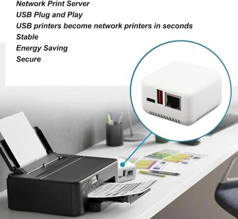 خادم طباعة شبكة USB 2.0، خادم مشاركة طباعة LAN، مصدر طاقة من النوع C لنظام Android لنظام Linux 3.4 100240V (قابس أمريكي) in Kuwait