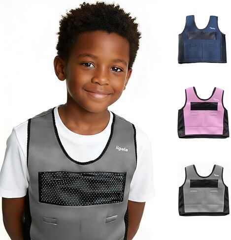 Sensory Toddler Weighted Vest | Weighted Compression Vest for Autistic Kids with 6 Removable Weight Pads | Neoprene Calming Pressure Jacket for Adhd Spd Overload (BLUE, M) in Saudi Arabia