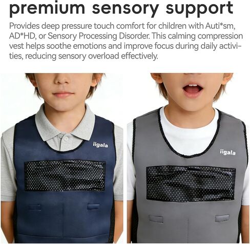 Sensory Toddler Weighted Vest | Weighted Compression Vest for Autistic Kids with 6 Removable Weight Pads | Neoprene Calming Pressure Jacket for Adhd Spd Overload (BLUE, M) in Saudi Arabia