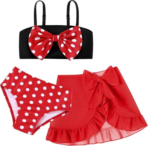 Baby Girls Swimsuit Toddler 3 Piece Swimwear with Cover Up Summer Beach Bow Bikini Bathing Suit for 1-5 Years in Saudi Arabia