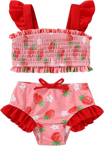 HAPPYMA Toddler Girl Bikini Set Baby Swimsuit Infant Bathing Suit Beach Wear 2PCS Swim Suit in Kuwait