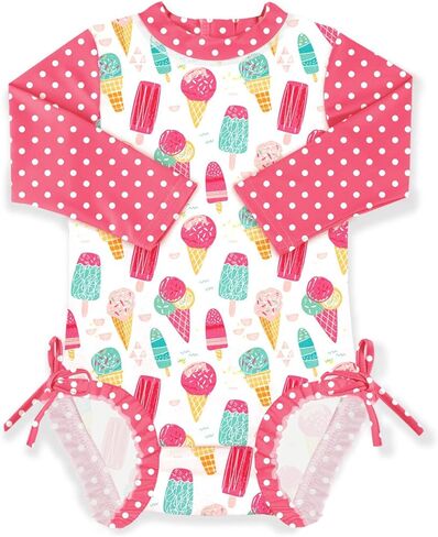 BesserBay Baby Girl Swimsuit UPF 50+ Long Sleeve Zipper Snaps Bottom One Piece Rash Guard 0-36 Months in Kuwait
