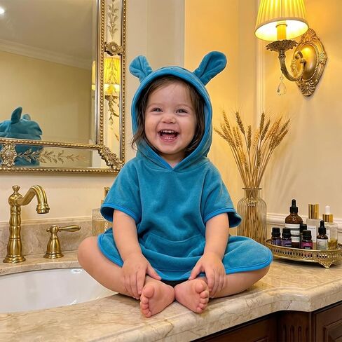 Multitrust Toddler Baby Girl Boy Terry Beach Swimsuit Cover Up Ears Hooded Pool Bath Poncho Cloak Bathing Suit Cover-Up in Saudi Arabia