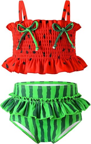 YOUNGER TREE Toddler Swimsuit Girl Two Piece Bikini Set with Lined Bottoms and Adjustable Straps for Baby Bathing Suit in Saudi Arabia