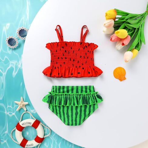 YOUNGER TREE Toddler Swimsuit Girl Two Piece Bikini Set with Lined Bottoms and Adjustable Straps for Baby Bathing Suit in Saudi Arabia