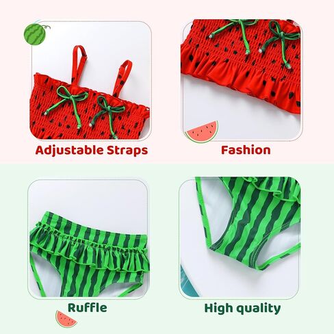 YOUNGER TREE Toddler Swimsuit Girl Two Piece Bikini Set with Lined Bottoms and Adjustable Straps for Baby Bathing Suit in Saudi Arabia