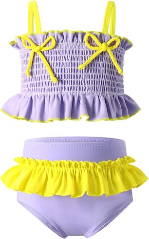 YOUNGER TREE Toddler Swimsuit Girl Two Piece Bikini Set with Lined Bottoms and Adjustable Straps for Baby Bathing Suit in Saudi Arabia