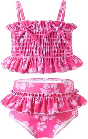 YOUNGER TREE Toddler Swimsuit Girl Two Piece Bikini Set with Lined Bottoms and Adjustable Straps for Baby Bathing Suit in Saudi Arabia