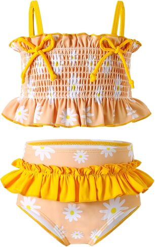 YOUNGER TREE Toddler Swimsuit Girl Two Piece Bikini Set with Lined Bottoms and Adjustable Straps for Baby Bathing Suit in Saudi Arabia