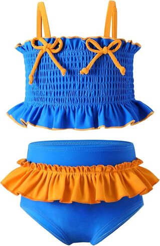 YOUNGER TREE Toddler Swimsuit Girl Two Piece Bikini Set with Lined Bottoms and Adjustable Straps for Baby Bathing Suit in Saudi Arabia