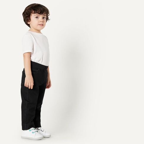 Amazon Essentials Unisex Babies' Soft Stretch Pull-On Jeans, Black Wash, 4T in Kuwait