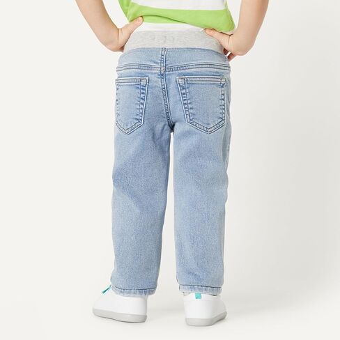 Amazon Essentials Unisex Babies' Soft Stretch Pull-On Jeans, Stone Light Wash, 2T in Kuwait