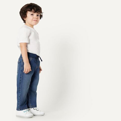 Amazon Essentials Unisex Babies' Soft Stretch Pull-On Jeans, Stone Medium Wash, 4T in Kuwait