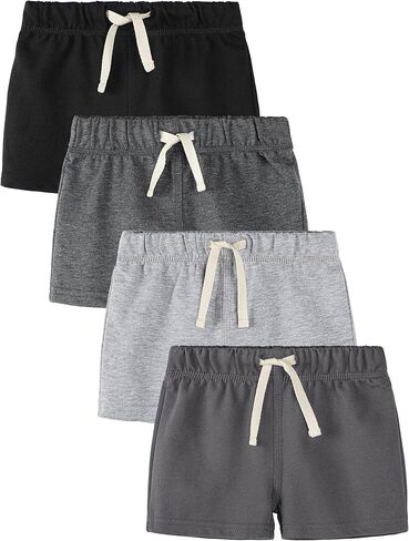 4 Pack Baby Boy Shorts Cotton Pull On Baby Shorts Infant Boy Clothes Summer Casual Elastic Waist with Drawstring in Kuwait