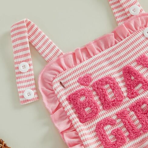 Toddler Kids Girl Birthday Outfit B-Day Party Overalls 1st 2nd 3rd 4th 5th BDay Romper Striped Bell Bottoms Jumpsuit in Kuwait